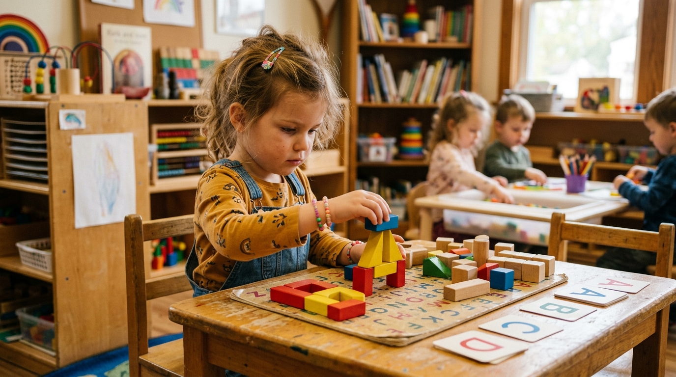 Kind oefent met letterspelletjes kleuters thuis oefenen thuis - DotasToys blog