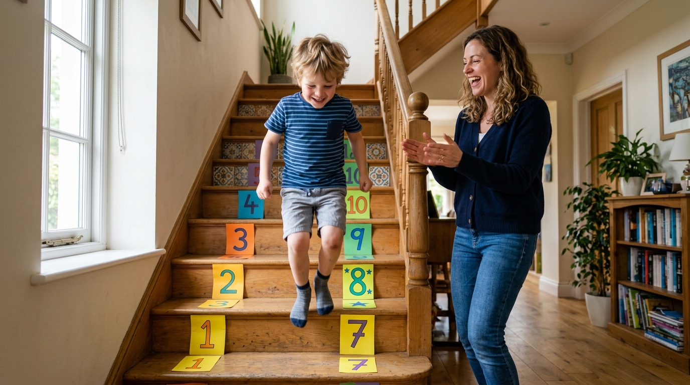 Kind oefent met tafels leren 7 jaar spel thuis - DotasToys blog