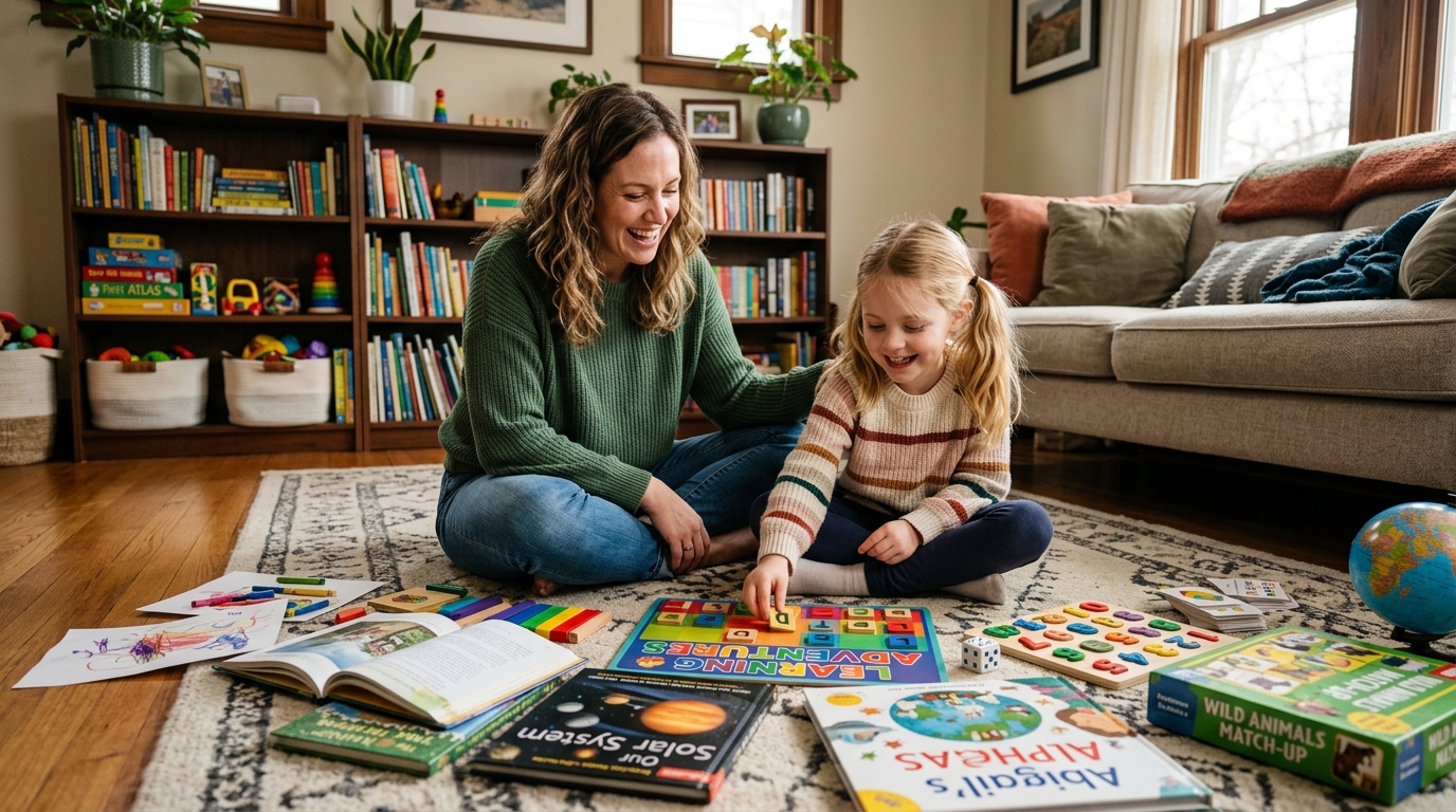 Kind oefent met spelend leren 6 jaar thuis thuis - DotasToys blog