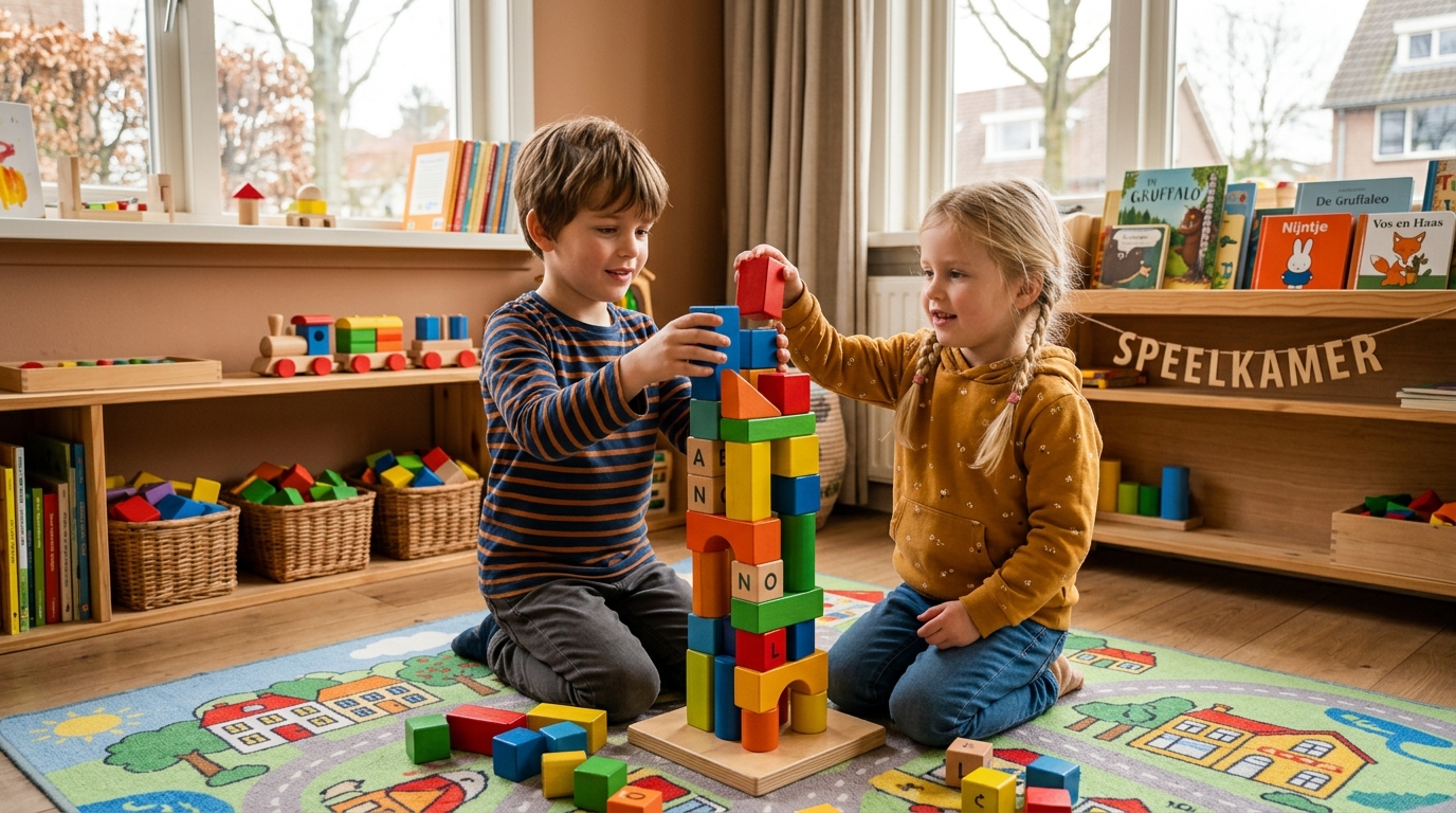 Ouder helpt kind met samenwerken leren spelletjes kleuters thuis - spelend leren samenwerken leren spelletjes kleuters thuis - praktische tips voor ouders | DotasToys