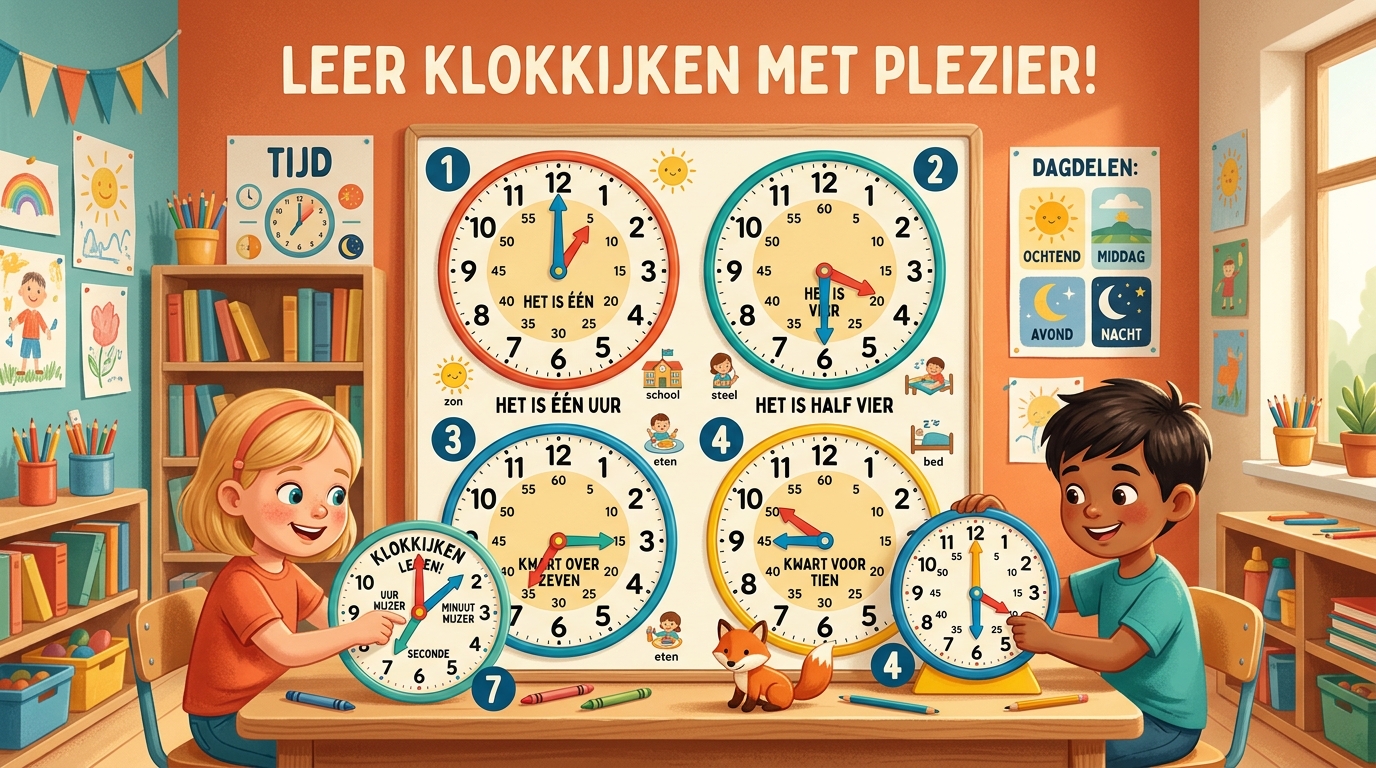 Ouder helpt kind met klok kijken - spelend leren klok kijken - praktische tips voor ouders | DotasToys