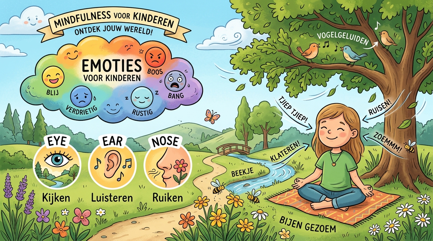 Kind oefent met mindfulness oefeningen kinderen 8 jaar thuis - DotasToys blog