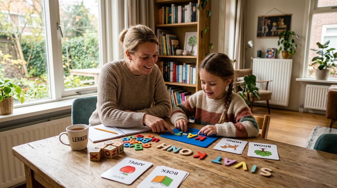 Kind oefent met spelling oefenen 8 jarige thuis thuis - DotasToys blog