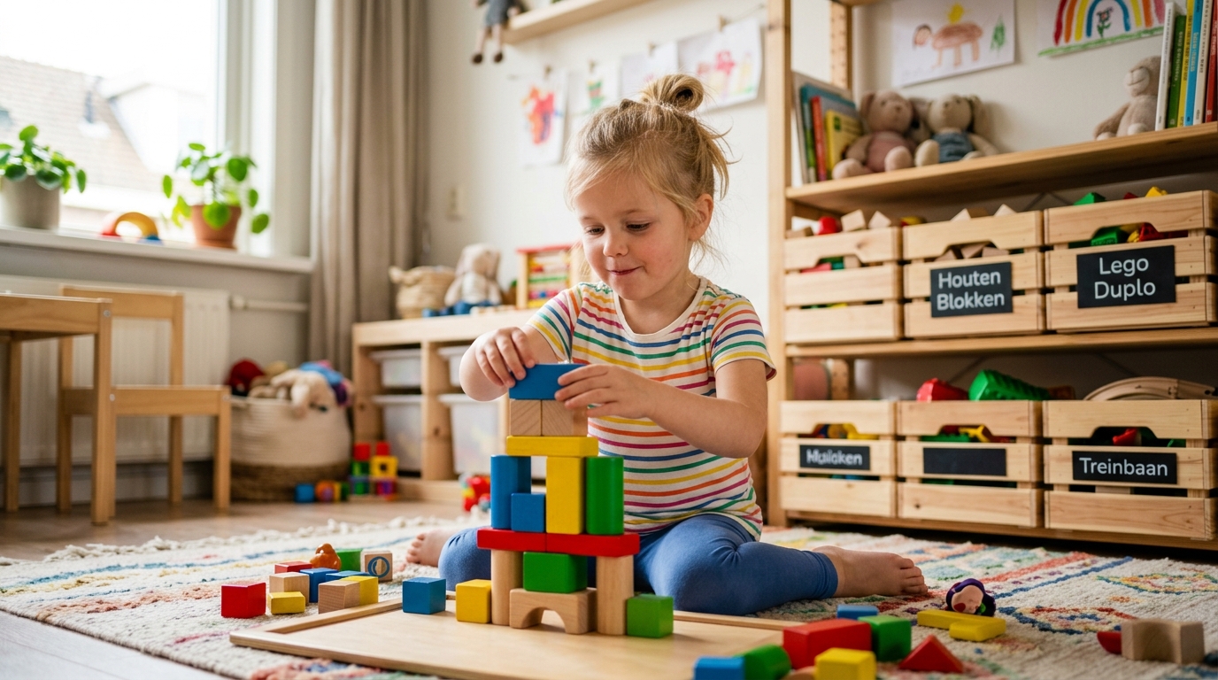 Kind oefent met peuter speelgoed 4 jaar ontwikkeling thuis - DotasToys blog