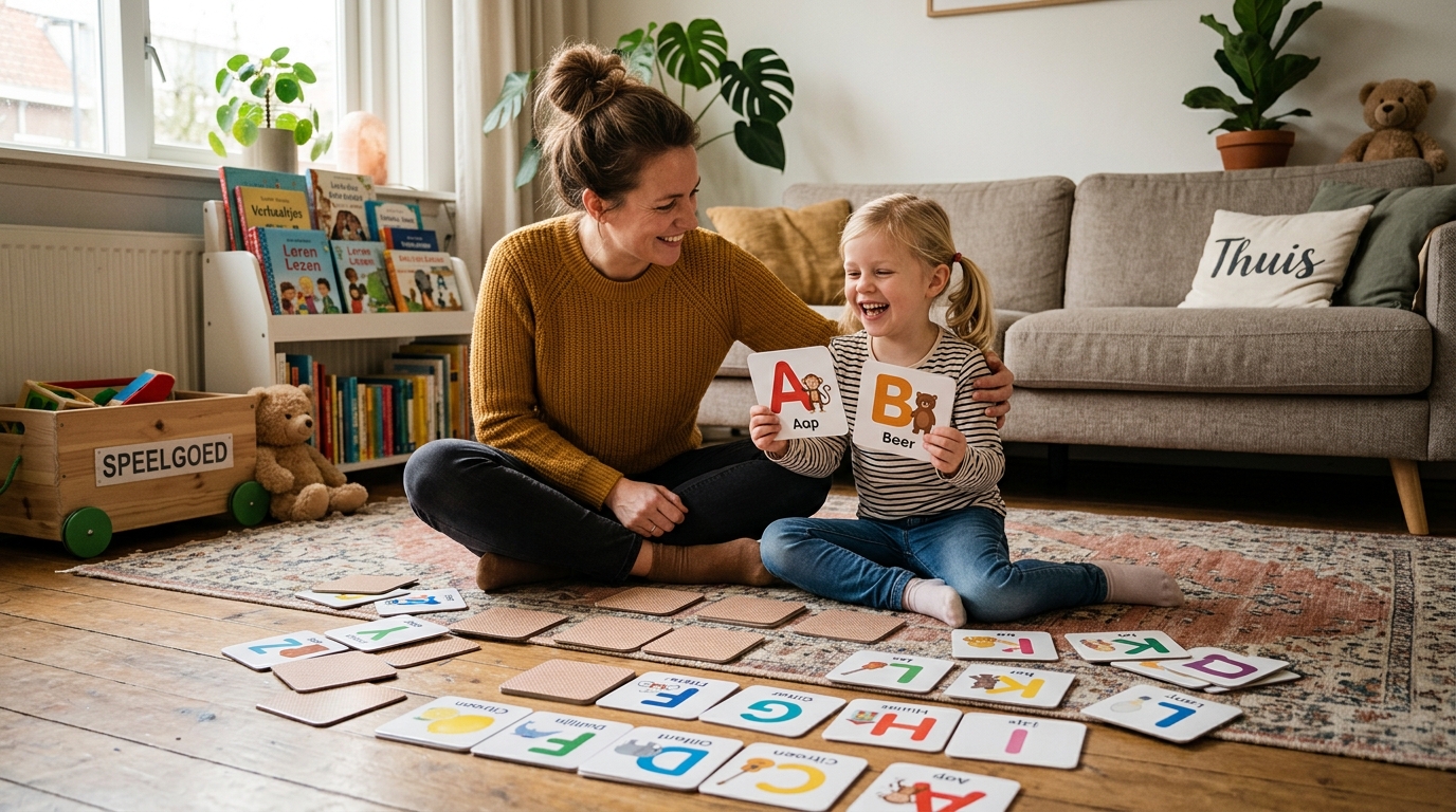 Kind oefent met letterspelletjes groep 2 thuis oefenen thuis - DotasToys blog