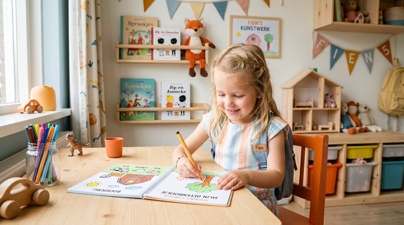 Kind oefent met ontwikkelingsspeelgoed 5 jarige meisje kopen thuis - DotasToys blog