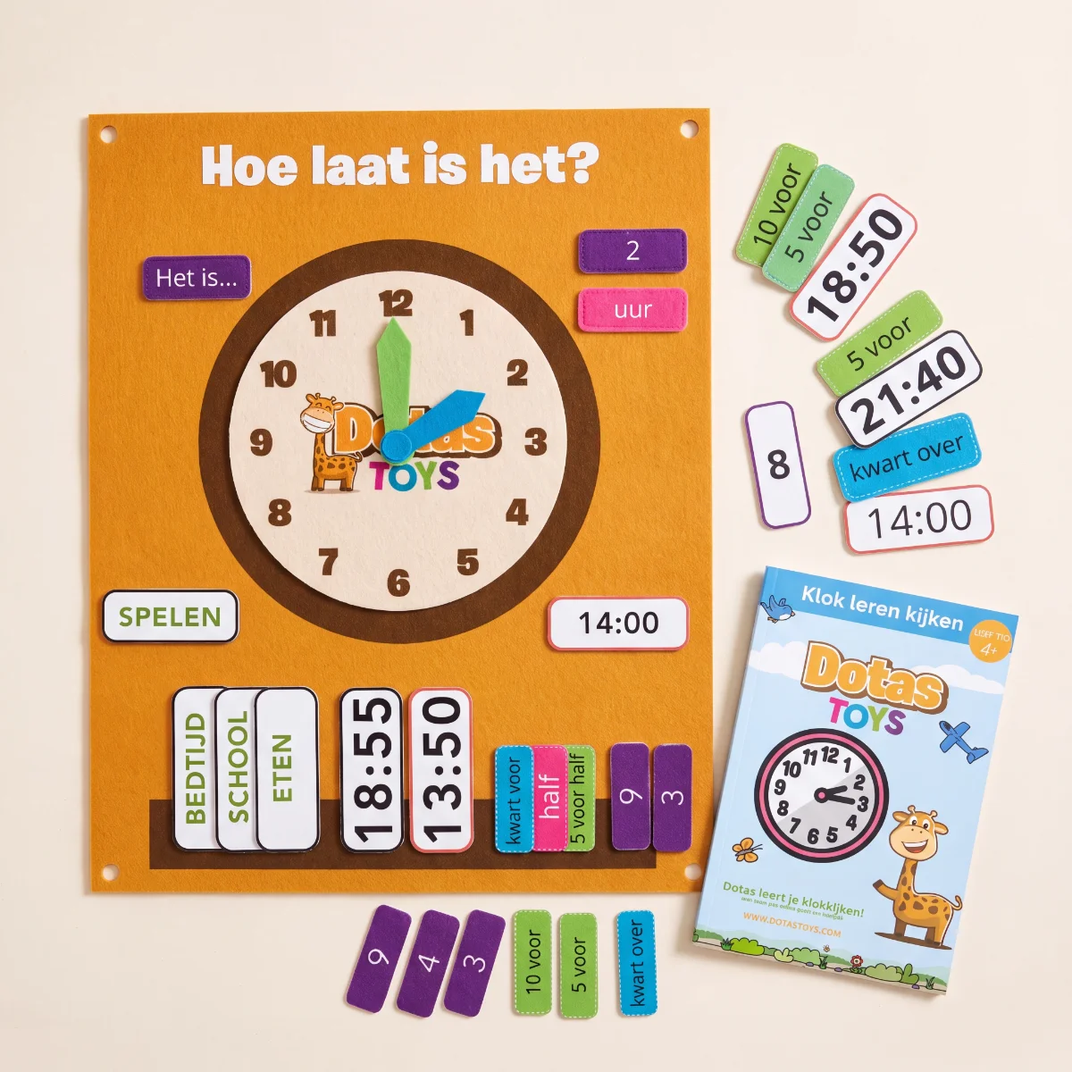 Kinderklok Leren Klokkijken 5–9 jaar | Vilten Oefenklok